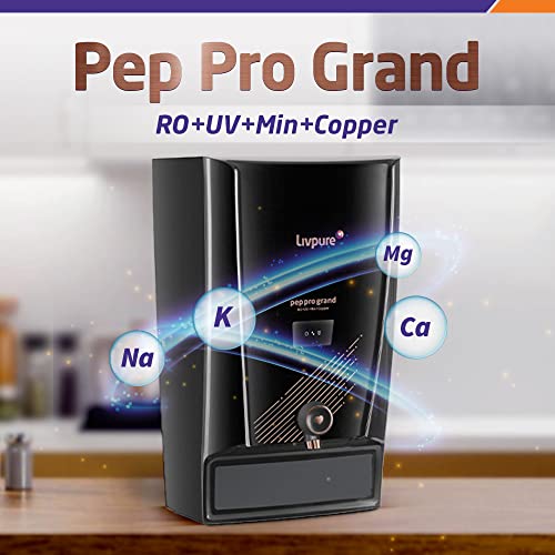 Livpure Pep Pro Grand RO+UV+Mineraliser+Copper, 15 LPH Water Purifier | Suitable for Borewell, Tanker, Municipal Water - 7 L Storage Tank, Black 2