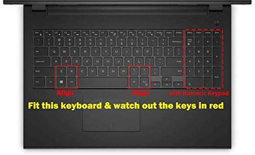 Saco Chiclet Keyboard Skin for Dell Inspiron 3542 15.6-inch Laptop (Black/Clear) 6