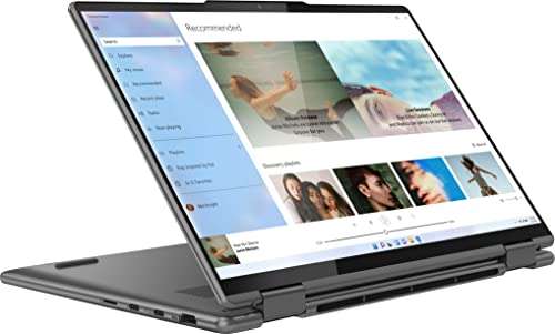 Lenovo ENOVO Yoga 7i 2-in-1 Laptop 14'' 2.2K Touchscreen12th Core i7-1255U Iris Xe Graphics 16GB RAM 512GB SSD WI-FI 6E Thunderbolt 4 Backlit KB w/ FP Windows 11 RATZK 32GB USB, Storm Grey, (82QE) 2