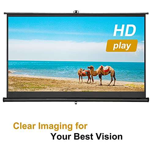 Honeytecs 100 inches Projector with Tod Stand 16:9 Portable Projection 4K 3D Projector Movies for Home Office Indoor Outdoor Use 5
