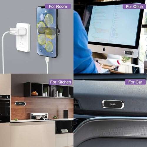 Magnetic Phone Car Mount, Dashboard Holder Car Compatible Mini Strip Magnet Phone Car Mount , Rotating Magnetic Suction Mobile Phone Holder with All Smartphone and Tablets Cell Phone Car Kits. 4