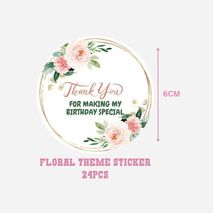 Floral Theme Model 3- Thankyou Sticker (6 CM/Sticker/Mixcolour/24Pcs) 3