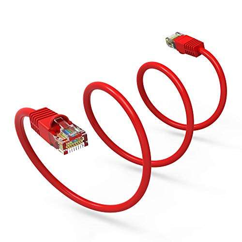 7ft (2.1M) Cat6 UTP Ethernet Network Booted Cable 7 Feet (2.1 Meters) Gigabit LAN Network Cable RJ45 High Speed Patch Cable, Red (2 Pack) 3