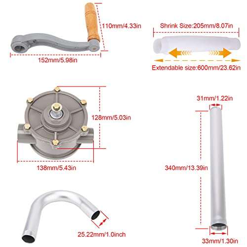 Drum Rotary Hand Pump, 15 to 55 Gallon Drum Pump, Rotary Barrel Pump, Aluminum 55 Gal Drum Pump for Oil Diesel Kerosene Transfer 5