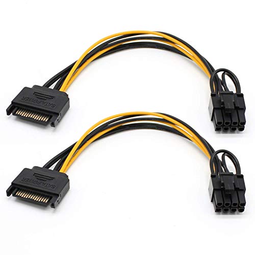GGZZ 8 Pin PCIe to SATA 15 Pin Power Cable, 15-Pin SATA to 8 Pin PCI-Express Video Card Power Adapter Cable (20CM/2Pack) 1