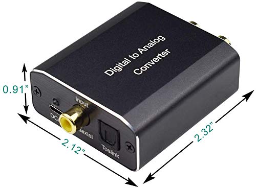 Microware Digital to Analog Audio Converter, 192Khz DAC Audio Aluminum Digital Coaxial Toslink Spdif Optical to R/L and 3.5mm Jack Audio DAC Converter Adapter with Fiber Cable 4