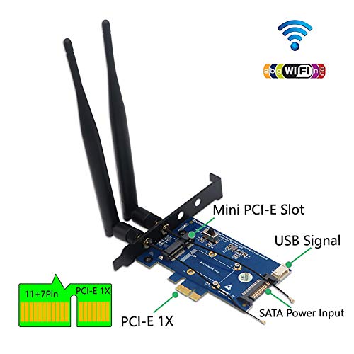 PCIe WiFi Card, Dual Band PCIE Wi-Fi Adapter with Bluetooth 4.0 & SIM Card Slot, 802.11a/g/n/ac WiFi Adapter for Win10/8/7/2000/WinCE/Linux/iMAC 4