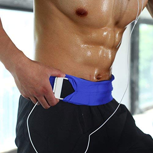 JERN Running Stretchable Sports Band Waist Bag with Zipper for Phones Keys and Cards (Blue, M) 3