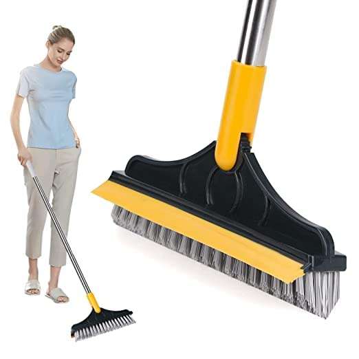 SISTA ENTERPRISE Heavy Quality Mop with Squeeze Cleaning Supplies Clean Home Floor Cleaner Bathroom Cleaning Brush with Wiper 2 in 1 Tiles Cleaning Brush Scrub Bathroom Long Handle Automatic 1