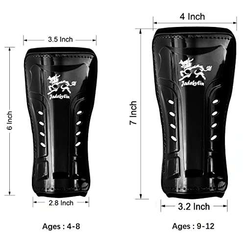 Jadekylin 2 Pairs of Soccer Shin Guards for Ages 4-8 (Black, 6 inch) 2