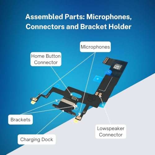 E-REPAIR Dock Connector Charging Port Flex Cable for iPhone XR, Replacement USB Charger, Microphone, and Headphone Audio Jack Assembly for Models A1984, A2105, A2106, A2108 6