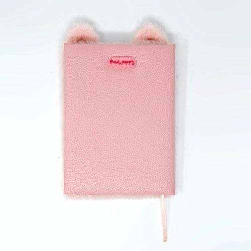Bunny Kisses Fluffy Pink 7 x 5 Fabric and Paper Children's Diary with Bookmark 3