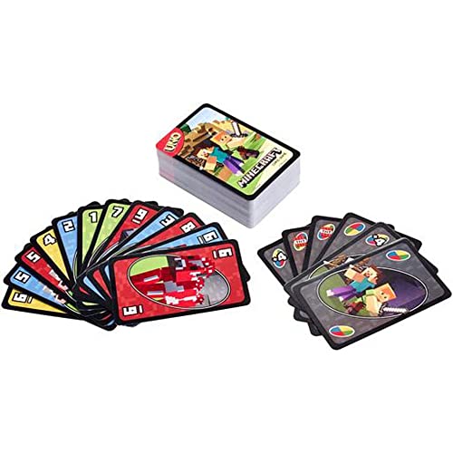 Mattel Games UNO Minecraft Card Game for Kids, Adults, Families & Parties, Deck & Special Rule Inspired by the Video Game, 2 to 10 Players 3