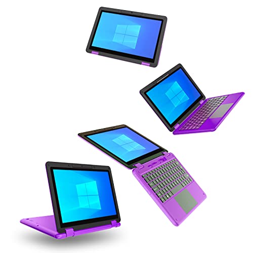 AWOW 2 in 1 Touchscreen Laptop with Stylus, 11.6" FHD Purple Intel 4 Core Celeron N4120 Processor Windows 11 OS 6GB RAM 256GB M.2 SSD Storage Kids Convertible Laptop 4