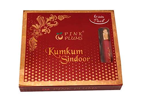 PINK PLUMS Matte Red Beauty Liquid Sindoor/Kumkum with Glitter, (Pack of 6 Units) 4