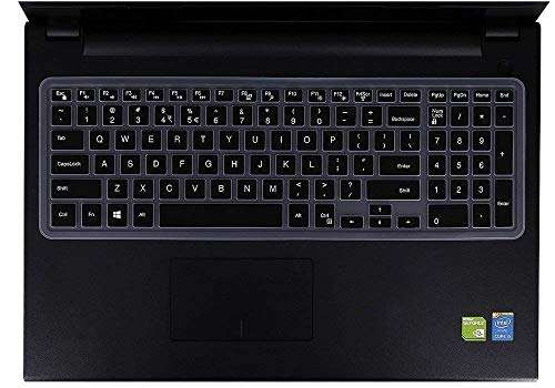 Saco Chiclet Keyboard Skin for Dell Inspiron 3542 15.6-inch Laptop (Black/Clear) 5