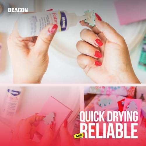 BEACON Fabri-Tac Premium Fabric Glue - Quick Drying, Crystal Clear, Permanent - for Fabrics, Canvas, Lace, Wood and More, 4-Ounce 4