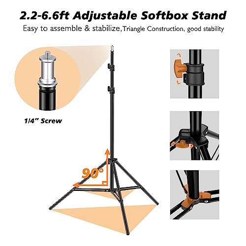 Tecdigbo 95W Softbox Lighting Kit, Photography Studio Light E27 6500K Dimmable Bulbs Energy Saving LED for Portraits Fashion Advertising Vlogging, Podcast, Video, Live Stream, Film etc 5