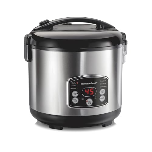 Hamilton Beach Digital Programmable Rice Cooker & Food Steamer, 14 Cups Cooked (7 Uncooked) With Steam & Rinse Basket, Stainless Steel (37548) 1