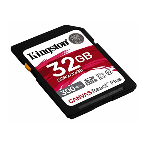 Kingston Canvas React Plus 32GB SD Card | SDHC UHS-II | 300R/260W U3 V90 | Full HD/4K/8K | SDR2/32GB 2