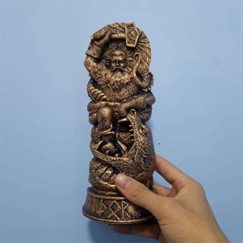 Pankerou Norse God Odin Statue, Odin,Thor, Loki, Freyja, Pantheon of Scandinavia, Viking God Mythology Figurines Idol, Nordic God Altar for Zeus Odin Thor Prayer Norse God Worshiper Home Decor… 4