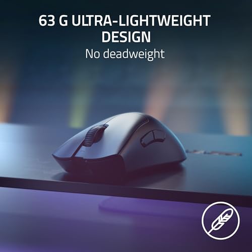 Razer DeathAdder V3 Pro Wireless Gaming Mouse + Hyperpolling Wireless Dongle: 63g Ultra Lightweight - Focus Pro 30K Optical Sensor - Optical Switches Gen-3-5 Programmable Buttons - Black 4