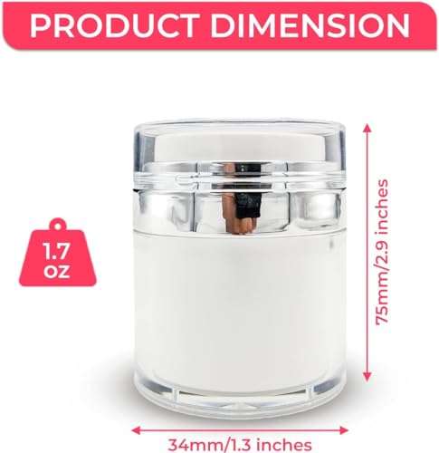 BRONZ 1.7 Oz Airless Pump Jar, Refillable Moisturizer Container Vacuum Bottle with Lid, Travel Size Leak Proof Empty Container with Moisturizer Pump Dispenser for Makeup Lotion 2