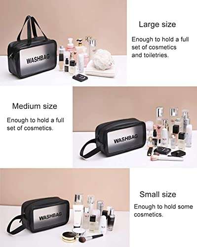 Toiletry Bags 3Pcs Portable PVC for Women Men,Clear Makeup Bags Cosmetic Pouch Organizer Waterproof with Zipper Handle,Transparent Travel Large Storage Toiletries(Pink) 4