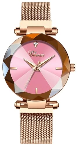 MASTOP Luxury Women Watches Analog Quartz Watch Bracelet Watch Mesh Band Waterproof Wrist Watches for Ladies, Pink, Quartz Watch