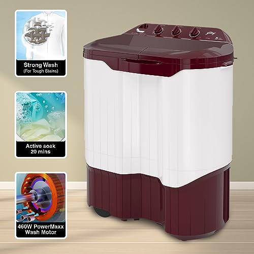 Godrej 9 Kg 5 Star Active Soak Technology Semi-Automatic Top Load Washing Machine (WS EDGEPRO 90 5.0 PPB3 WNRD, Wine Red, With Rain Shower Spin) 6
