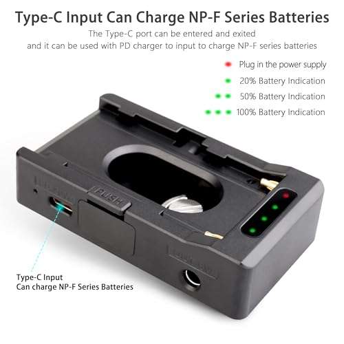 NP-F Battery Adapter Plate + BMPCC 4K and 6K DC Cable and LP-E6 Dummy Battery to Power Blackmagic Pocket Cinema Camera 4K/6K,Compatible with Sony NP-F970 F960 F770 F750 F570 F550 Battery. 6
