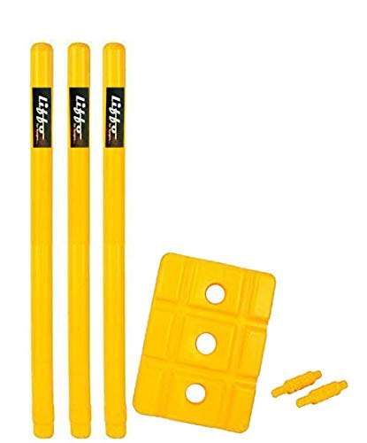 Liffo® Wicket Set Heavy Plastic Cricket Wicket Stumps Set - 3 Stumps + 2 Bails + 1 Stand Full Size (Multicolor) 6