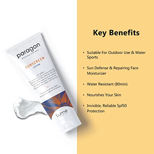 Lume By Paragon Beauty Garden Sunscreen Lotion SPF 50 & PA++ | Protected from UVA UVB Rays | Water Resistant | All Skin Types for Women and Men (120 gm) 5