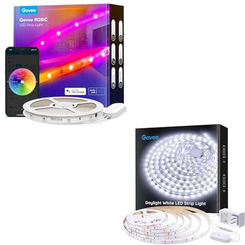 Govee RGBIC LED Strip Lights 16.4ft Bundle White LED Strip Lights 16.4ft 1