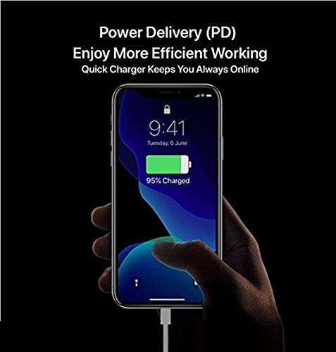 SHOQU™ Fast Charging & Data Sync Type-C USB Cable [USB-C to 8 Pin] Compatible for iPhone 8/8 Plus/X/XR/XS MAX/XS/ 11/11 PRO/ 11 PRO MAX/iPads & iOS Devices - (Cable Only) 3