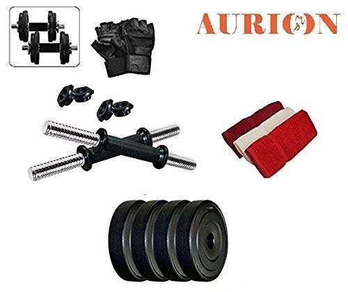 AURION 16COMBO6 PVC Adjustable Fitness Dumbells Set Home Gym with Hand Towel, 16 kg 2