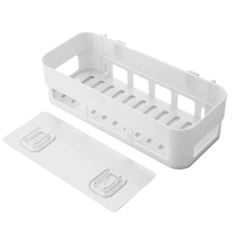 VARTI Multipurpose Plastic Bathroom Kitchen Office Organize Shelf Rack Shower Corner Caddy Basket with Strong Adhesive Magic Sticker (1Pcs) 1