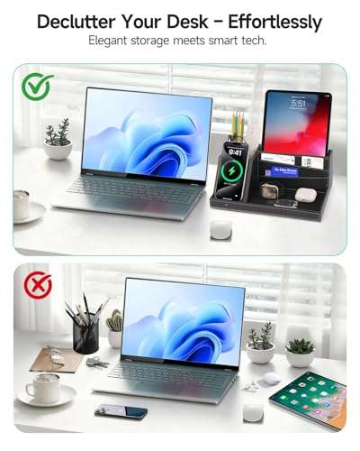 Fast Wireless Charging Station with Desk Organizer for iPhone 17/16/15/15 Pro/14/14 Pro Max/14 Pro/14 Plus/13/13 Pro Max/13 Pro/and iPhone 12/11 Series, Nightstand Desktop Organizer for Home Office 5