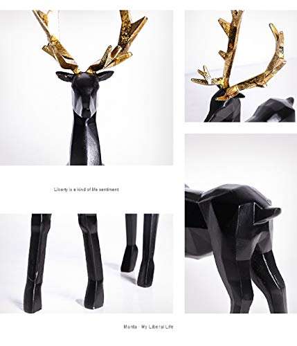 2pcs Elk Resin Home Decor Lucky Deer Statue Luxury Style Creative Craft Reindeer Figurines for Living Room, Bedroom, Office Desktop (Gold) 6