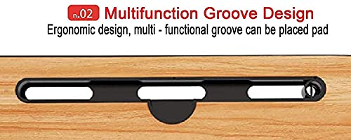Laptop Table Foldable Portable Notebook Bed Lap Desk Tray Stand Reading Holder with Coffee Cup Slot for Breakfast, Reading & Movie Watching Multifunction Study Lapdesk Wooden 5