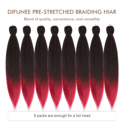 Difunee 16, T530: Pre Stretched Braiding Hair 16â€-8 Packs/Lot Professional Itch Free Low Temperature Synthetic Fiber Crochet Braids Braiding Yaki Texture Hair Extension Twist Braid 5