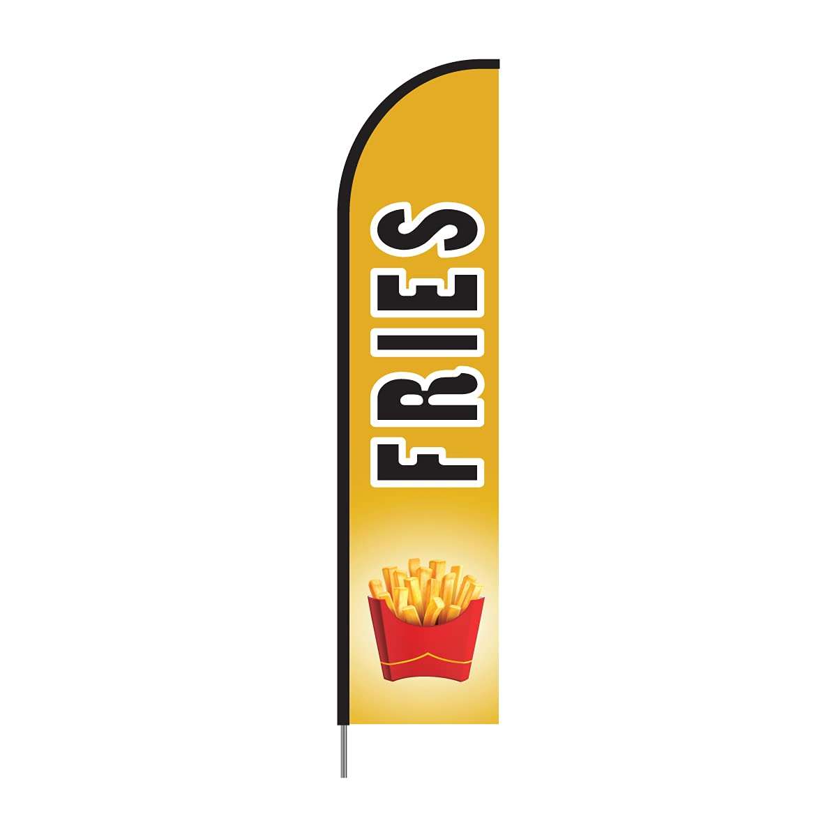 French Fries Sign Banner, Fries Feather Flag Pole Kit Outdoor Restaurant Business and Food Store Display, 15ft 1