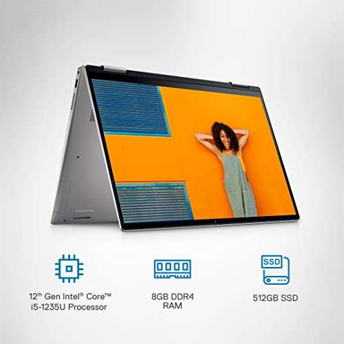 Dell Inspiron 7620 2in1 Laptop, Intel Core i5-1235U Processor/ 8GB DDR4/ 512GB SSD/ 16" (40.64cm) FHD+ WVA AG Touch 300 nits/Active Pen/Windows 11+ MSO'21/15 Month McAfee/Platinum Silver/ 2.1kg 3