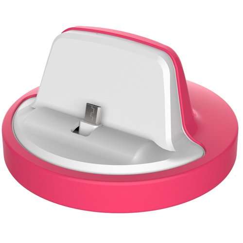 RND Dock for Samsung Galaxy S4, S4 Active, S6, S6 Edge, S6 Edge Plus, S7, S7 Edge with Dock mode cable and 2.1A Charger (compatible without or with most cases including rugged cases) (white/pink) 4