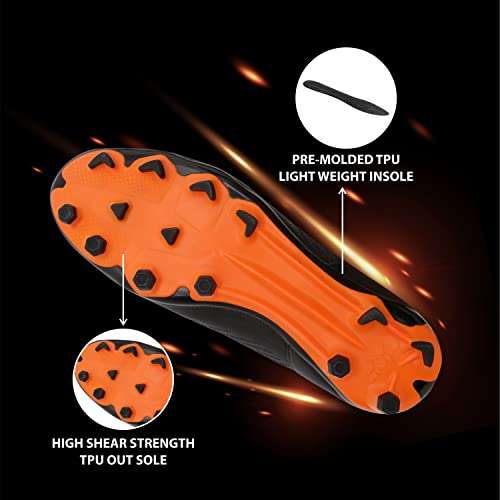 Nivia Men Crane 2.0 Football Shoes for Men/Sports and Athletic Footwear with Upper-3D TPU Embosed Film/Comfortable Football Shoes (Black) UK 6 4