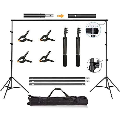 INFIJYON Backdrop Stand, 7X6.5Ft Adjustable Photo Backdrop Stand, Heavy Duty Background Stand with 6 Backdrop Clamps and Travel Bag, for Wedding/Decorations/Photoshoot