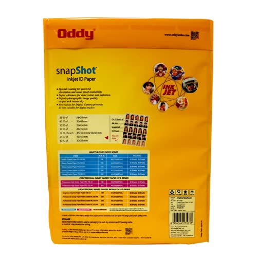 Oddy 180 GSM A4 size (coated) Glossy Photo Paper, compatible with Inkjet printer, Pack of 3 with 20 sheets Pack 4