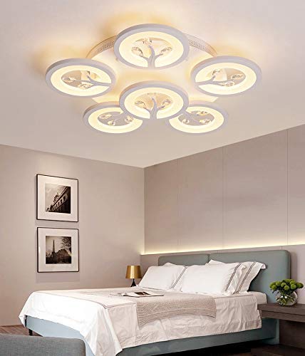 CITRA 6 Light 60-Watts White Crystal LED Chandelier Lamp - Round