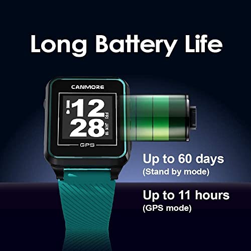 CANMORE TW 353 Golf GPS Watch Turquoise - (Bundle) a Replacement watchband, Charging Cable and Tool - Essential Golf Course Data and Score Sheet - Minimalist & User Friendly - 40,000+ Free Courses 5