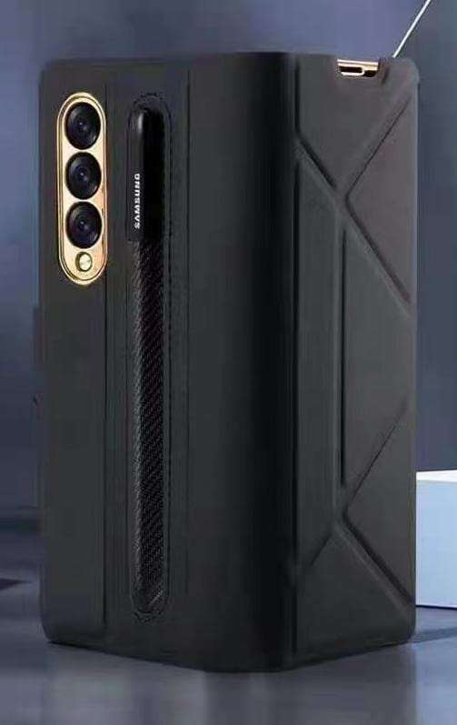 SkyTree Wallet Case with S Pen Holder for Samsung Galaxy Z Fold 4 2022 Folding Wallet Case Cover with Screen Protector, Leather Flip Cover for Samsung Galaxy Z Fold 4 5G - Black 6